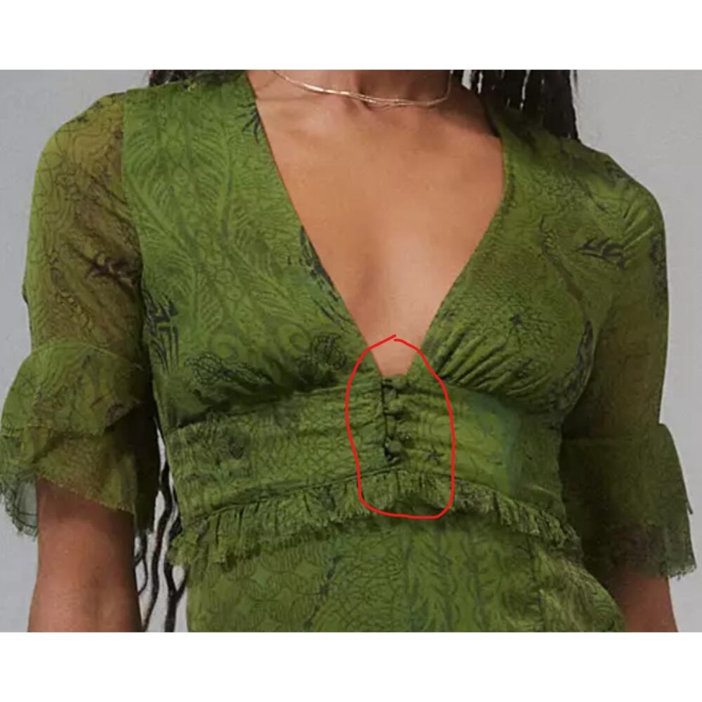 Urban Outfitters Dragon Print Sheer Maxi Dress Green Deep V Slit Women’s M - Picture 6 of 16